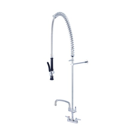 Central Brass Two Handle Cast Brass Pre-Rinse Faucet, NPSM, Centerset, Polished Chrm 80084-LE60-AD1